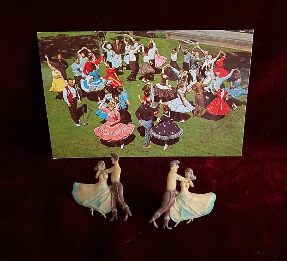 Vintage Square Dance Novelty earrings, ca. 1940's… - image 8