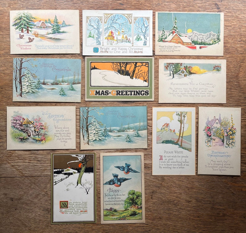 Lot of 56 Art Deco Postcards & Greeting Cards Hard Stock Etsy