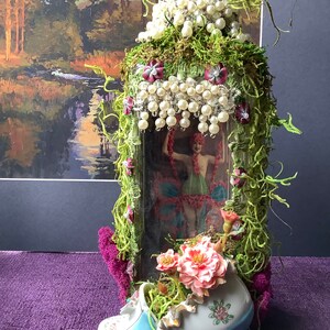 1920s Paris Showgirl Assemblage in Vintage Bottle, Peep Show Art image 6