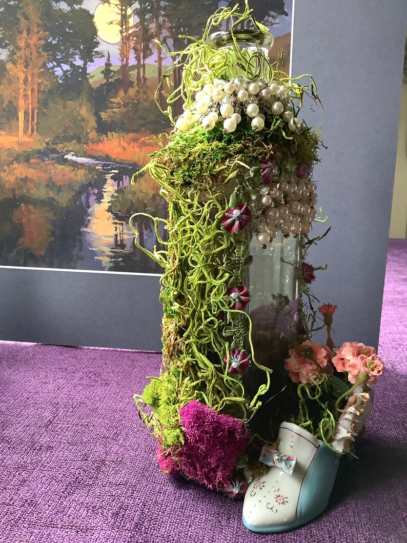 1920s Paris Showgirl Assemblage in Vintage Bottle, Peep Show Art image 5