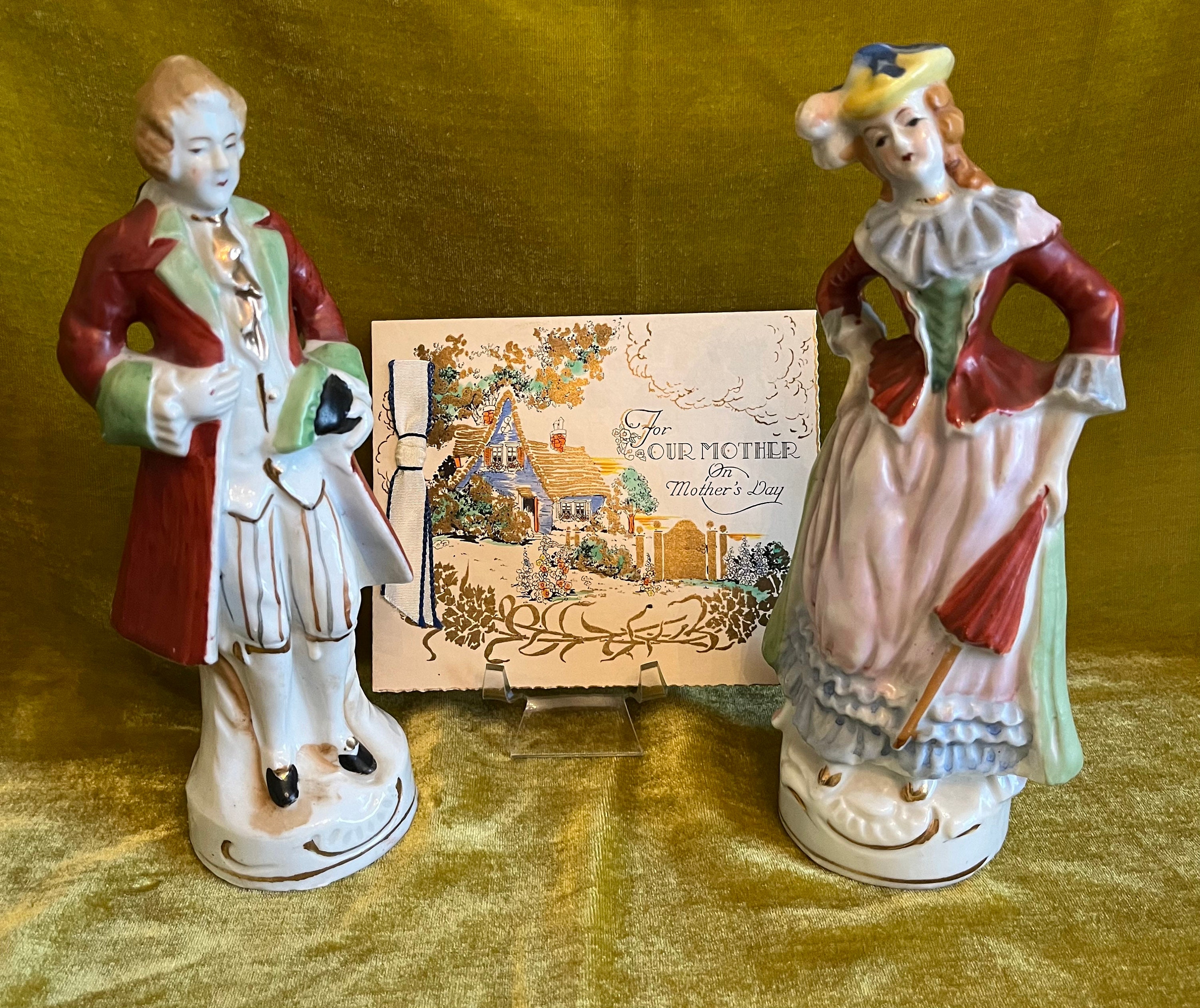 Pair 8 Occupied Japan Colonial Early Americana, English Couple, C.1940