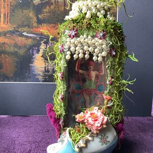 1920s Paris Showgirl Assemblage in Vintage Bottle, Peep Show Art image 10