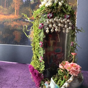 1920s Paris Showgirl Assemblage in Vintage Bottle, Peep Show Art image 4