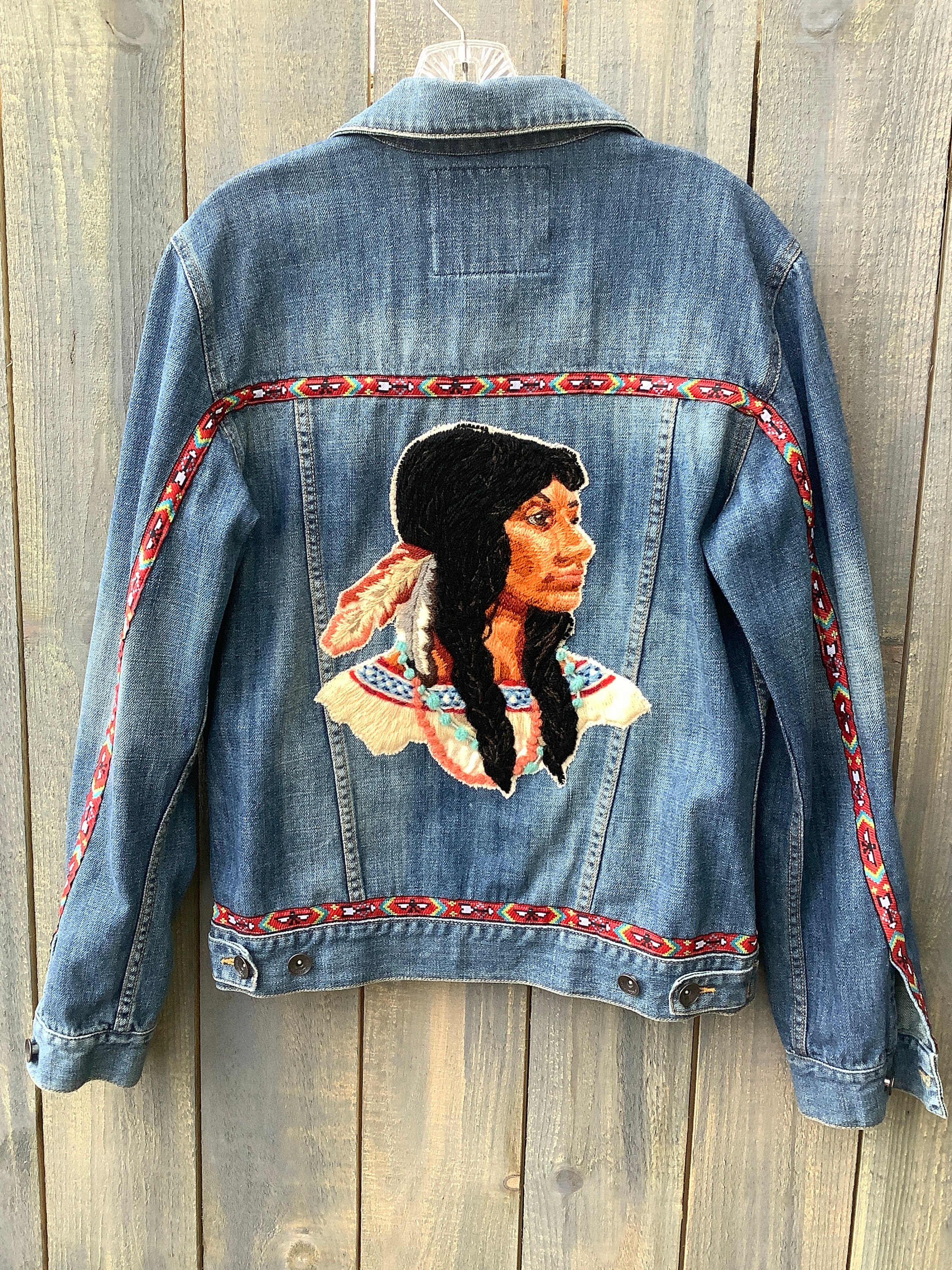 Embellished Indian Maiden Denim Jean Jacket Crewel Work - Etsy Canada