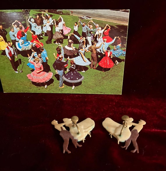 Vintage Square Dance Novelty earrings, ca. 1940's… - image 3