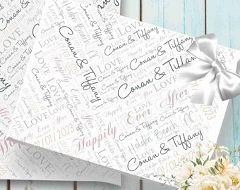 Personalized Wedding Gift Wrap with Name Date Location and colors Anniversary Bridal Shower