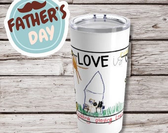 Your child's artwork display fathers day or mothers day tumbler cup