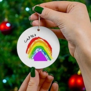 Your child's artwork printed on Christmas ornament, Kids artwork printed on ornament,, prify