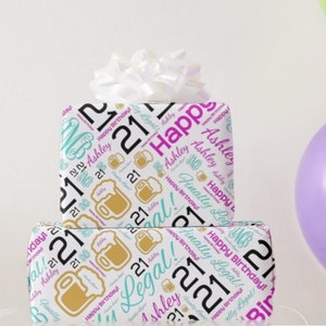 Personalized 21st birthday Gift Wrap. Personalized wrapping paper, Custom gift wrap