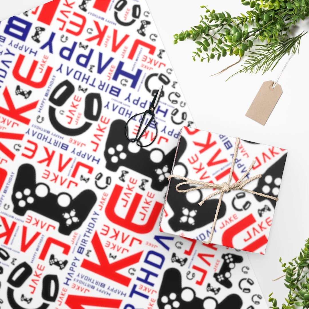Gamer Birthday Wrapping Paper Personalize, Video Game Wrapping Paper