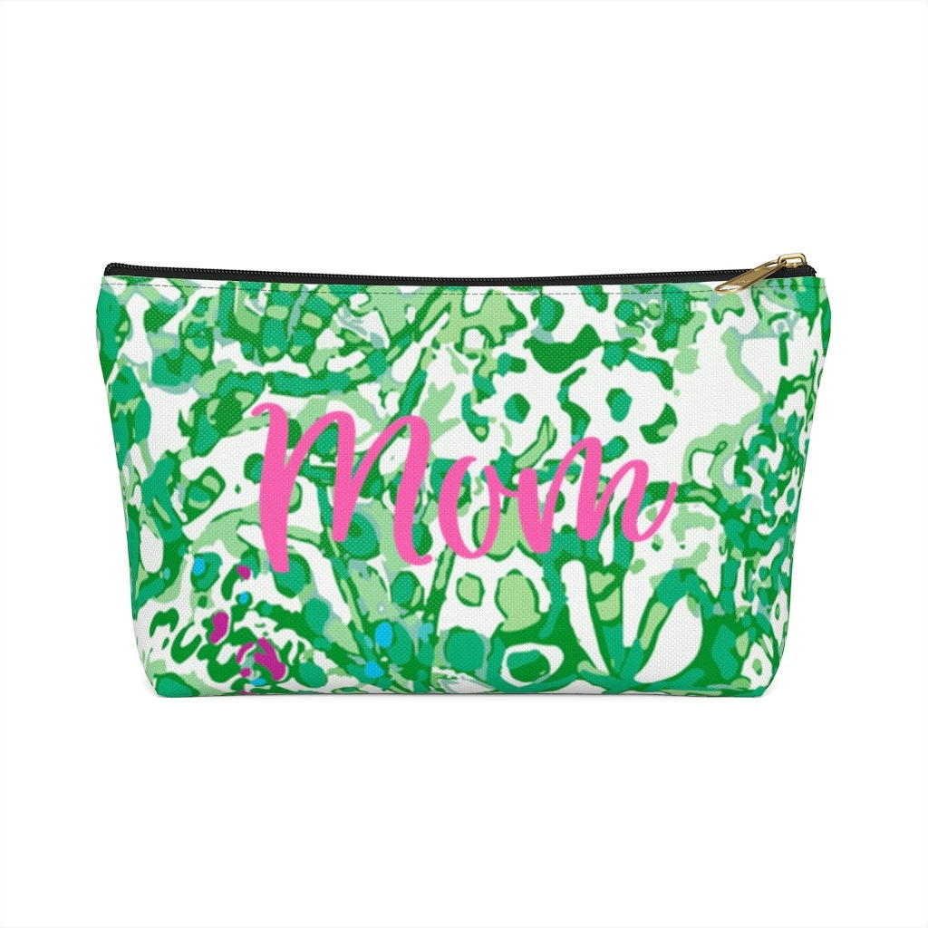 Personalize cosmetic bag in preppy green tropical travel bag Etsy