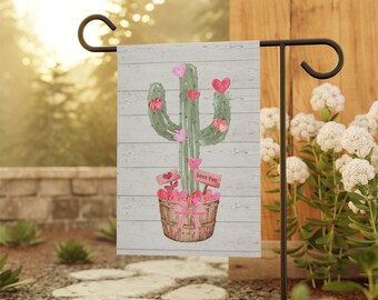 Western Cactus Valentines Day Garden Flag Cowboy Cowgirl Ranch Home Midwest