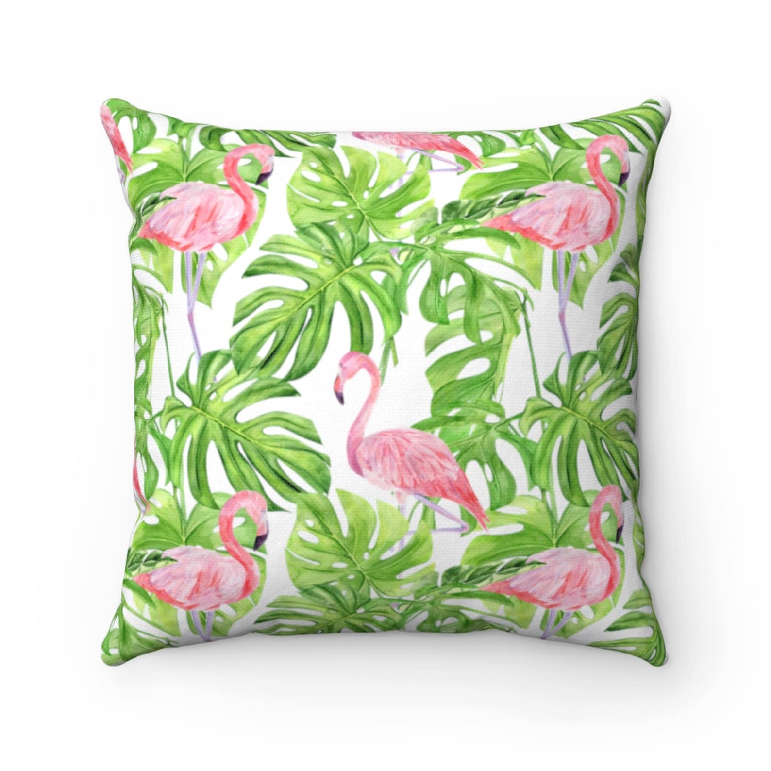 Tropical Flamingo Pillow Flamingo Theme Spun Polyester Etsy