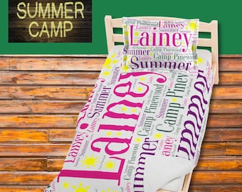 Personalized Summer Camp blanket with name
