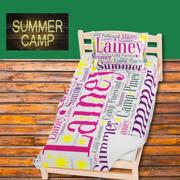 Personalized Summer Camp blanket with name