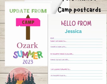 Sleep away camp personalize fill in the blank postcards for camper to send from camp