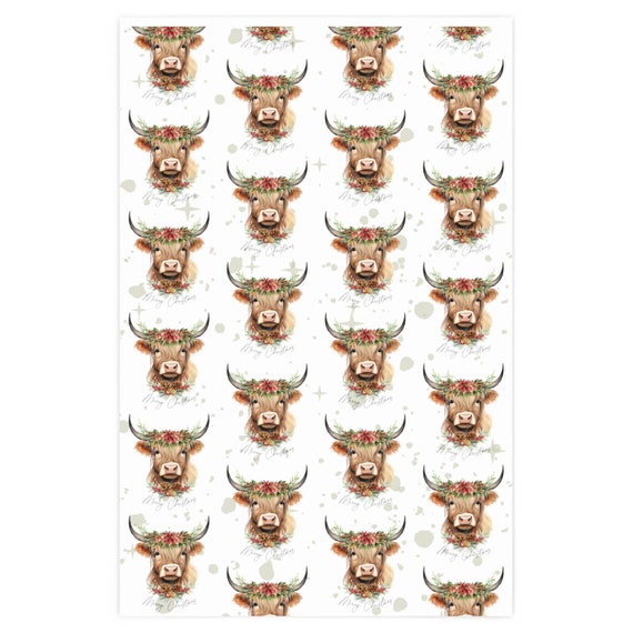 Cute Christmas Light Cow Wrapping Paper, Barn Animal Lover Holiday Gift  Wrap, Cattle Rancher Livestock Xmas Decor (6 foot x 30 inch roll)