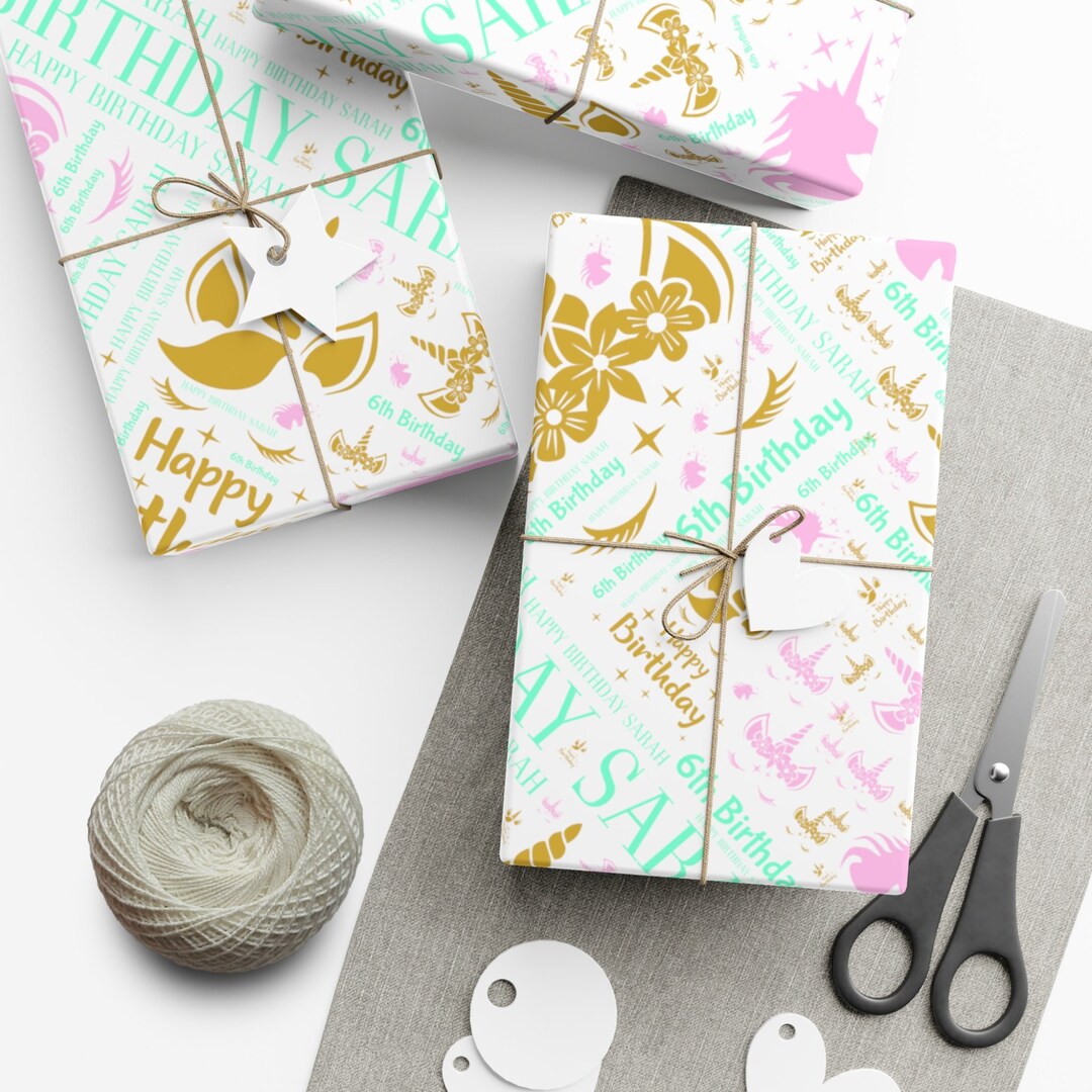 Personalized Birthday Wrapping Paper Unicorn With Name Etsy
