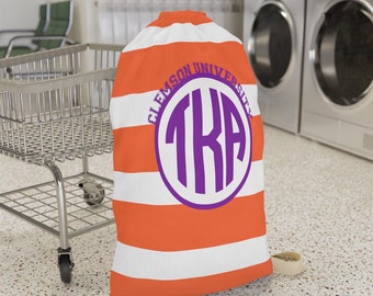 Personalized laundry high school graduation gift, Dirty clothes monogram bag designed in your schools colors