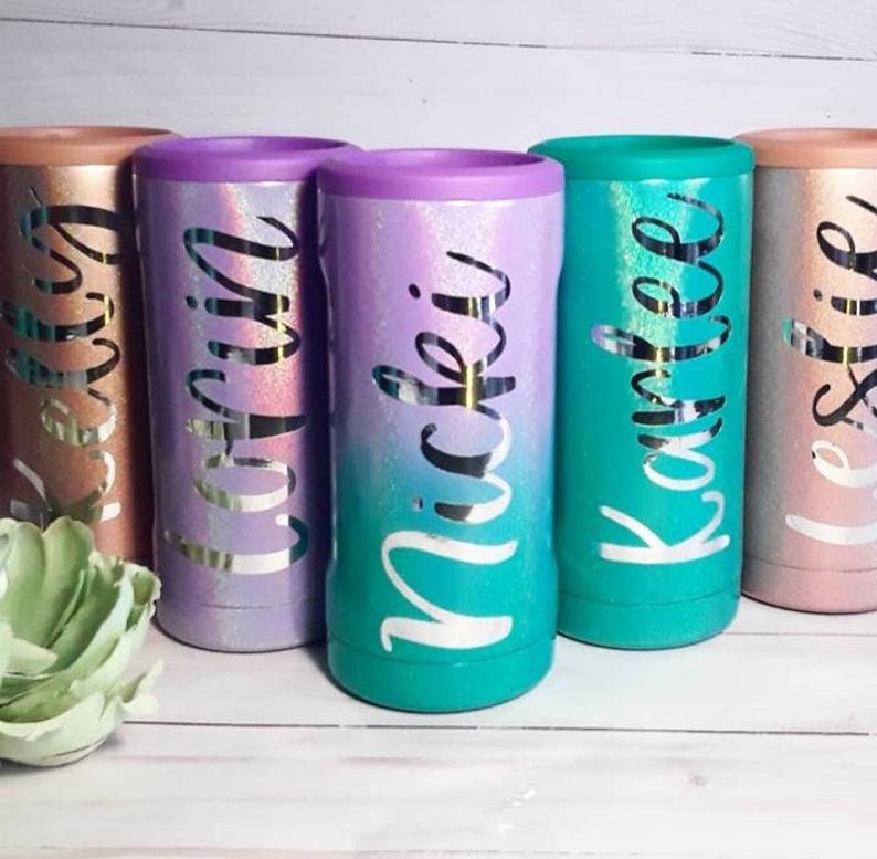 Monogram Spring Floral & Botanical Brumate Hopsulator Slim Can-cooler Laser  Engraved, Personalized Slim Can Holder, Ultra Can Holder 