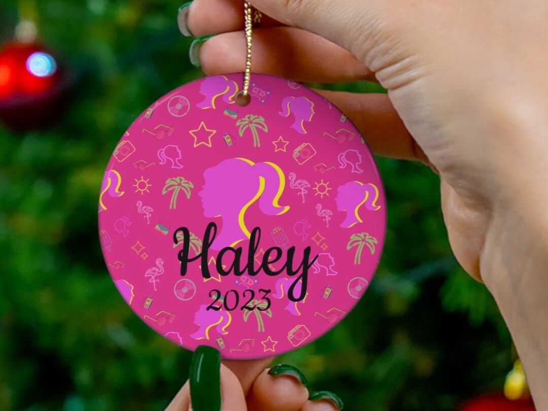 Personalized Pink Doll Memory Ornament, Name Ornament, Christmas