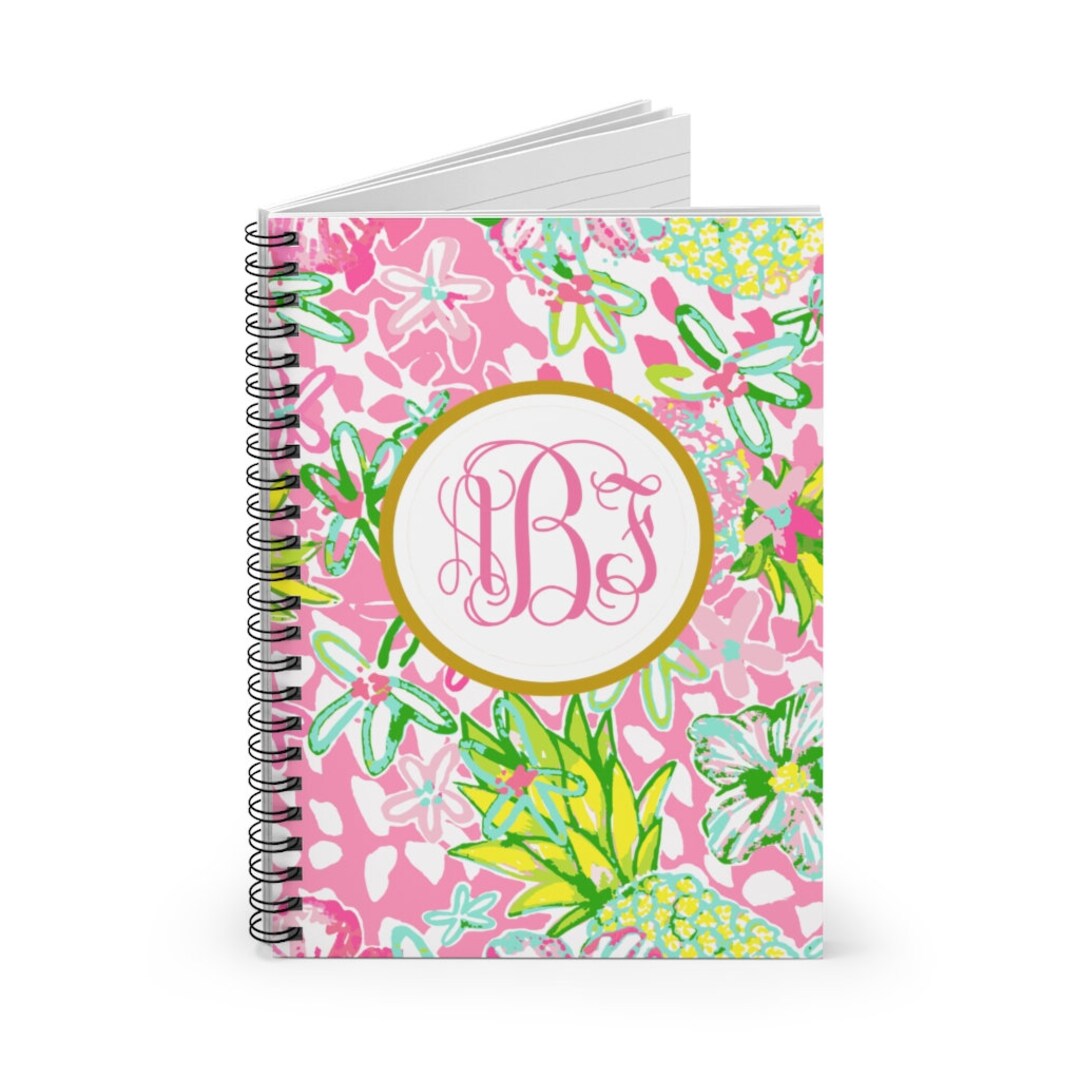 Monogram Spiral Notebook Lined, Custom Notebook, Personalized Notebook ...