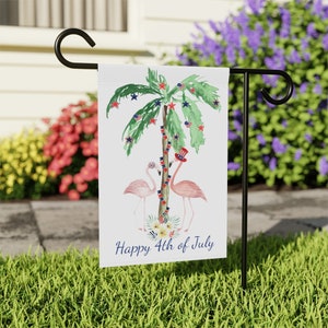 4th of July Flamingo Garden & House Banner