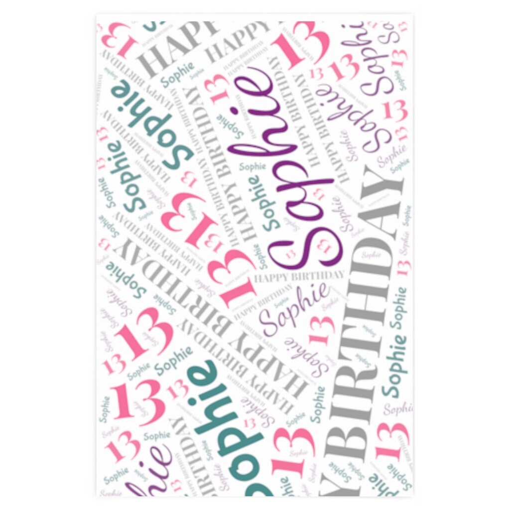 Personalized Birthday Wrapping Paper Name Happy Birthday Etsy