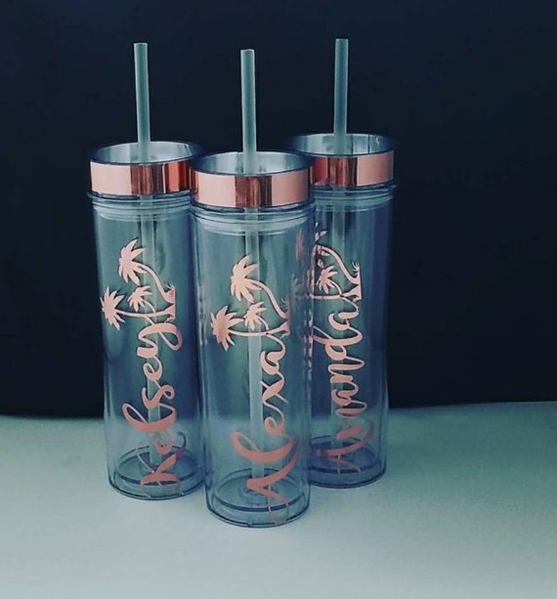 Palm tree tumbler personalize tall skinny tumbler Palm image 0