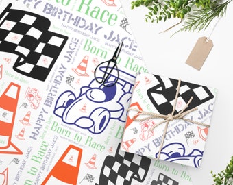 Race care personalized wrapping paper, Birthday custom gift wrap