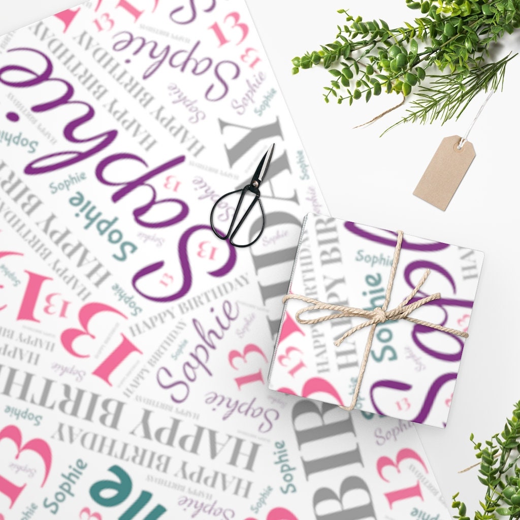 Personalized Birthday Wrapping Paper Name Happy Birthday Etsy