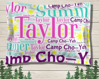 Personalize summer camp pillowcase, Sleep away camp bedding