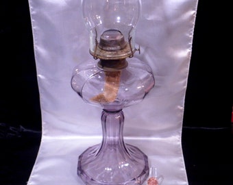 Antique Early 1900/'s Plain Pattern Oil Lamp-Ready to Use-Vintage 1910