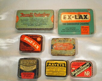 IN Vintage NOS Old Wayne Ft 1930s Pinex Laxative Tin 