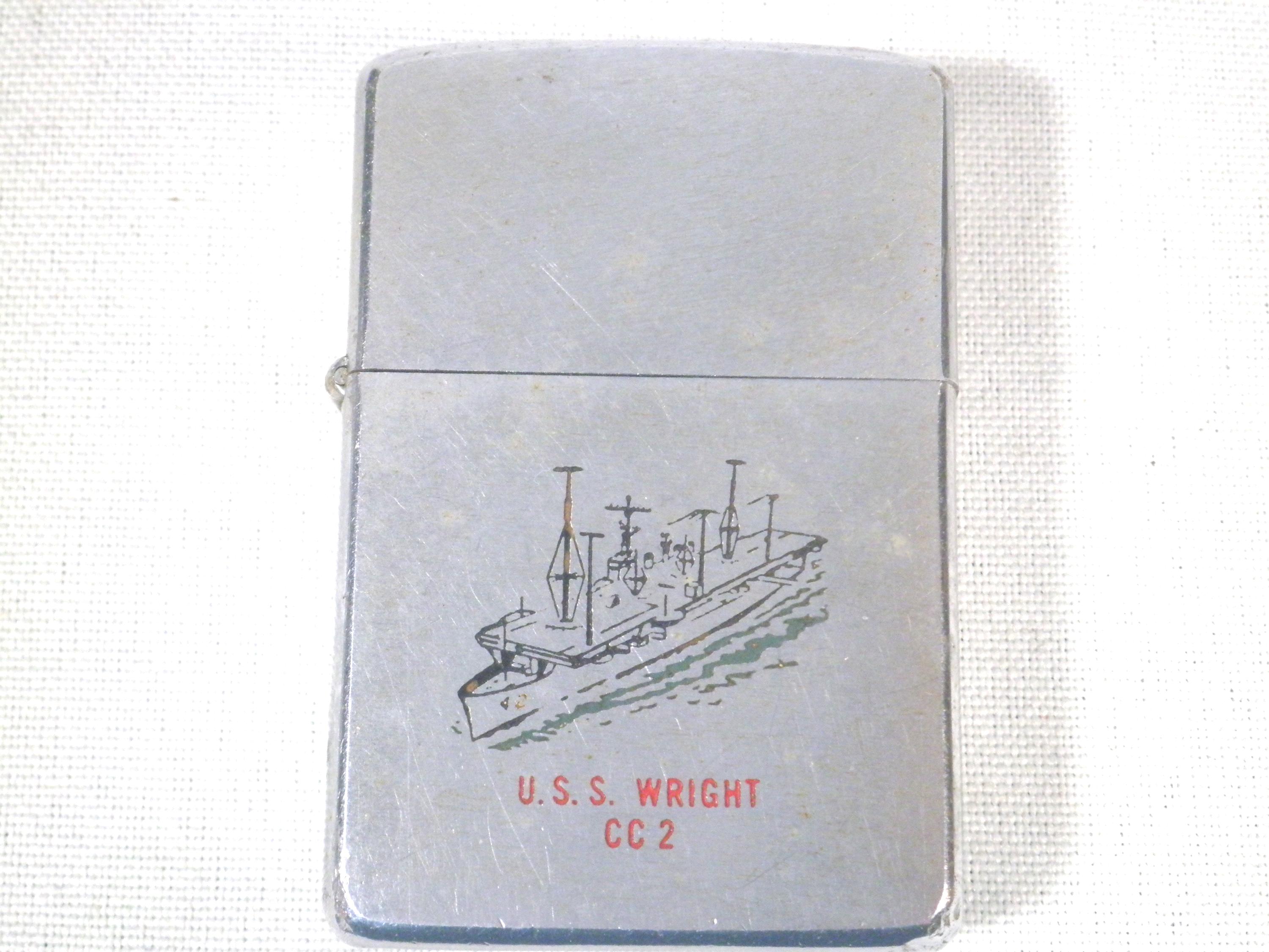 Encendedor Zippo de la Marina Militar de 1975 - Muy raro, U.S.S. Wright CC2 - Funciona