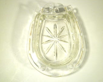 Vintage Glass Horseshoe Small Ashtray