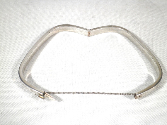 Vintage Squarish Solid Sterling Silver Bangle Eng… - image 3