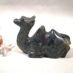 Vintage Hand-Carved Stone Jade Camel Figurine