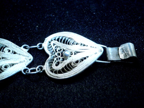 Sterling Silver Filigree Heart Bracelet - image 4