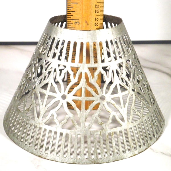 Vintage reticulated filigree small metal lampshade