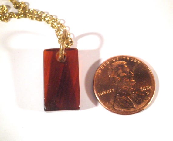 Amber Fossilized Tree Resin Rectangular Pendant N… - image 1