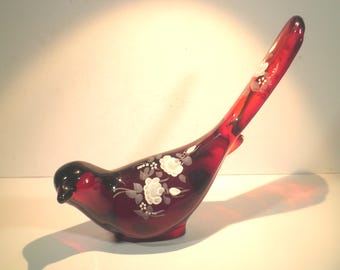 Fenton Bird of Happiness Ruby-Red Painted