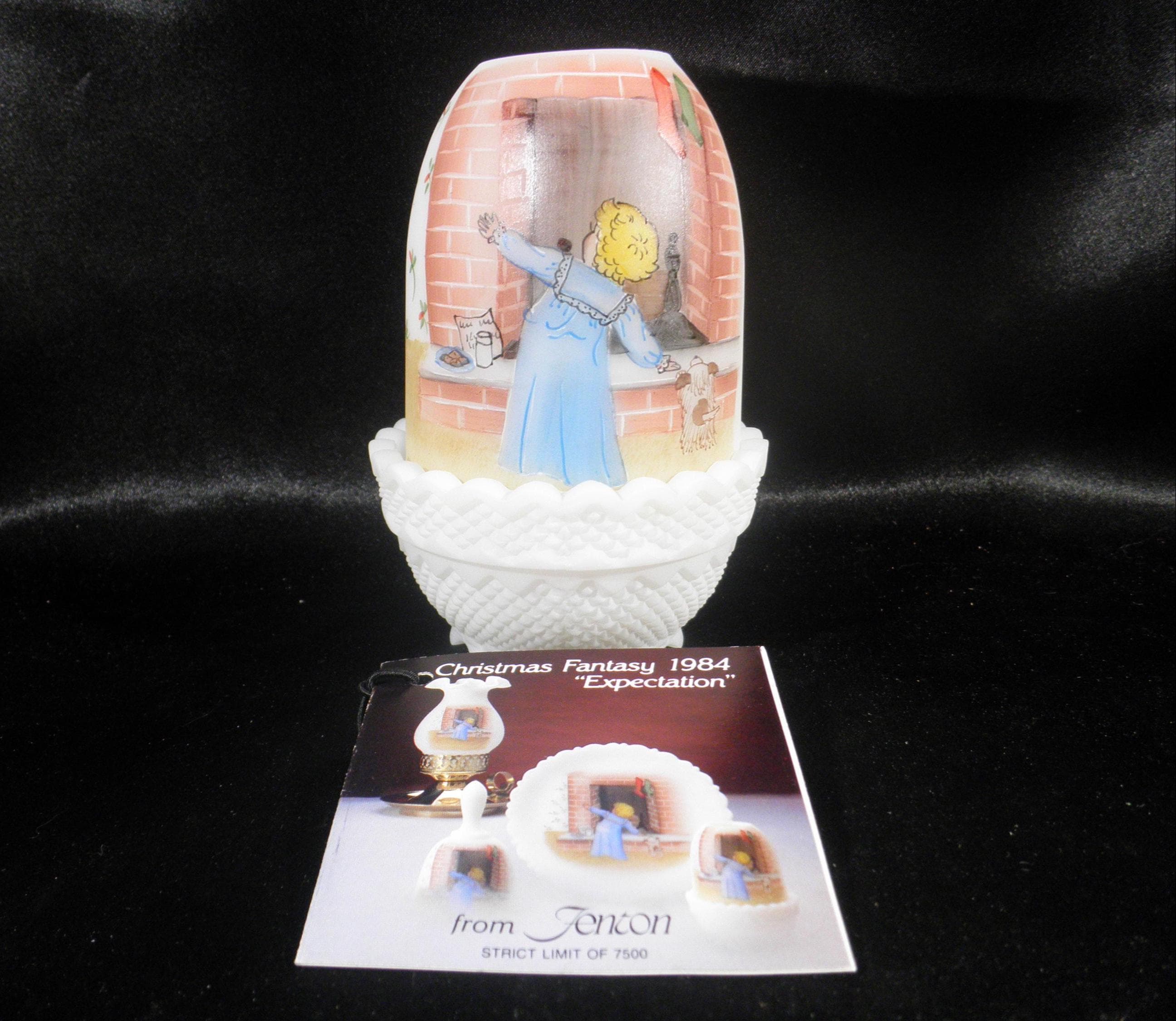 Fenton Art Glass Fairy Lamp Christmas Expectations Handpainted