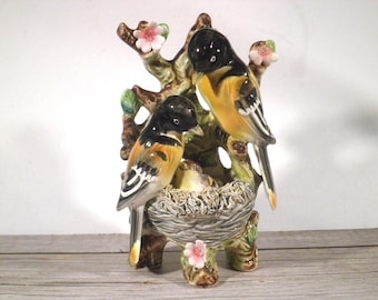 Vintage 1950's Oriole Bird Family Arnart Creation Porcelain Figurine