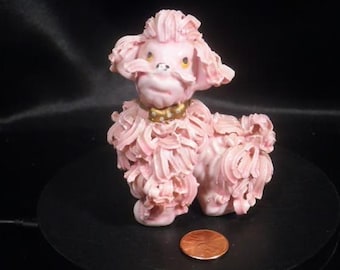 Vintage Mid-Century Spaghetti Pink Poodle Dog Figurine