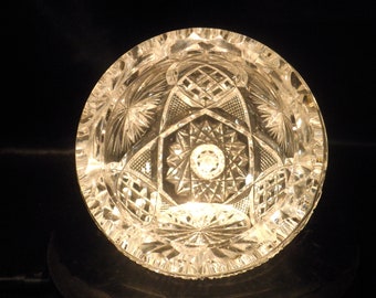 Vintage Cut Crystal Glass Ashtray