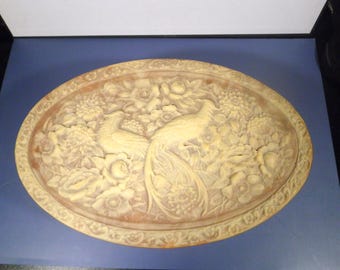 Vintage Incolay Stone Jewelry Box Oval - Bird Of Paradise