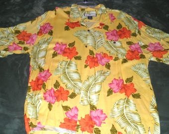 Vintage S&D Bahamas Men's Hawaiian Floral Shirt XXL Rayon Short Sleeve