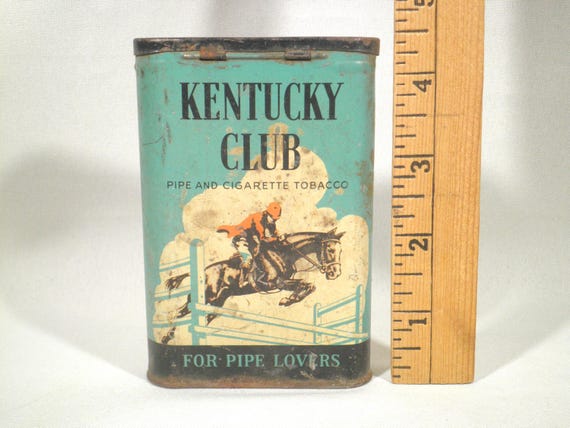 Vintage Kentucky Club Pipe and Cigarette Tobacco Pocket Tin Empty
