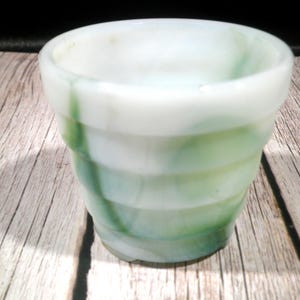 Akro Agate 1930s Green Slag Glass Small Flower Pot